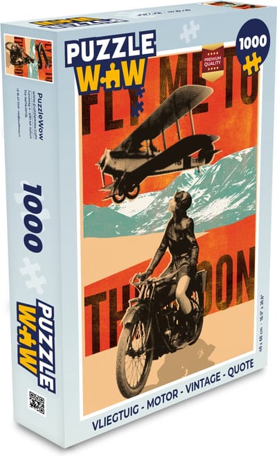 Puzzel Vliegtuig - Motor - Vintage - Quote - Legpuzzel - Puzzel 1000 stukjes volwassenen