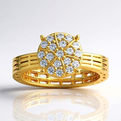 Cavill - Zilveren Ring - 925 Sterling Zilver Verguld - 19 Pavé Zirkonia's 0,38 ct - Elegante Ring Dames - Rondgeslepen Cambodja Zirkonen