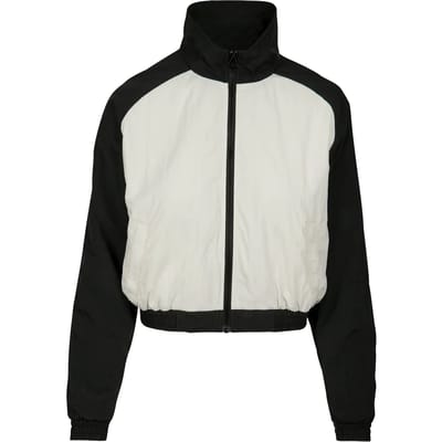 Urban Classics - Raglan Crinkle Batwing Jacket - M - Zwart/Wit