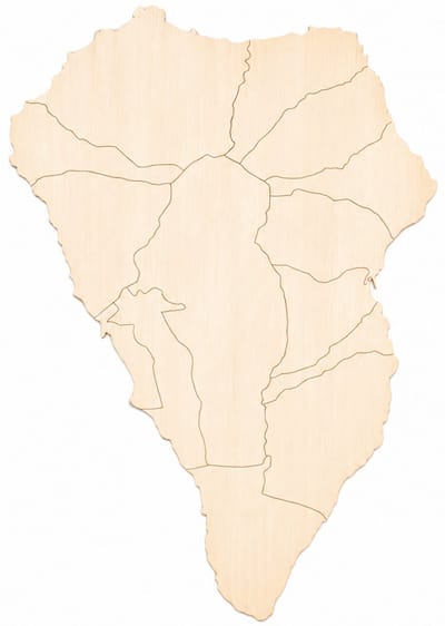 Houten wanddecoratie - Wooden wall decoration | Landkaart La Palma 28 x 40cm Country map La Palma | Licht hout - Natural wood | Muurdecoratie - Wall art - Wandfiguur La Palma - Echt Hout - Real Wood