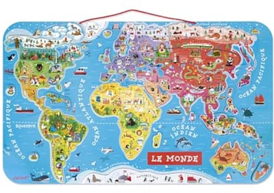 Houten magnetische wereldkaartpuzzel - 92 stukken - Educatief spel voor kinderen vanaf 7 jaar