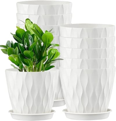 SnelShoppen - 12-delige Plastic Bloempot Set 10 cm met Schotel, Meerdere Afvoergaten, Ideaal voor Binnen en Balkon, Duurzaam en Onderhoudsvriendelijk,