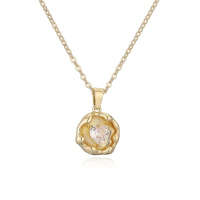 Marama - Ketting Treasured Heart Wit - damesketting - hartje - liefde - stainless steel met gouden plating - cadeau dames