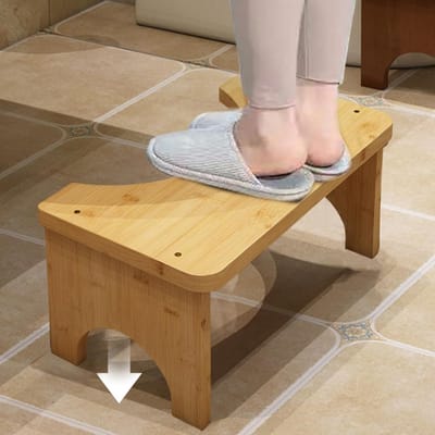 Toiletkruk Hout - Badkamer Meubel - Houding Verbeteren - Ergonomisch Ontwerp - 37x20x17cm - Houtkleur