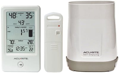 Regenmeter Met Thermometer - Weerstations - Tuin Meten - Draadloze Binnenunit - 100 Meter Bereik - Wit