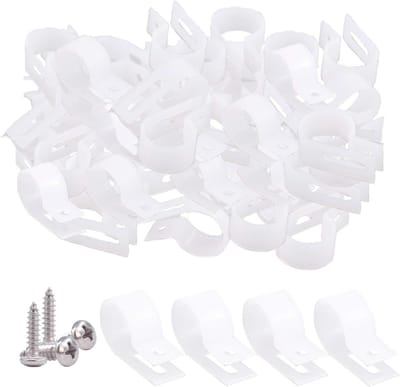 120 Stuks 3/4 Inch Witte Nylon Kabelclips met Schroeven voor Kabels, Draden en Buizen - Ideaal voor Kabelbeheer en Organisatie
