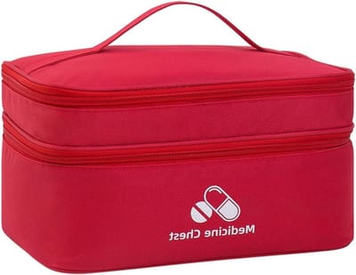 Reisapotheek Tas, Waterdichte Eerste Hulp Tas, Medicijnopslag Tas met Schouderband, Rood, 28x20x15cm, Unisex, Ideaal voor Vakanties en Avonturen, Handig en Ruim Ontwerp