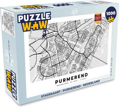 Puzzel Stadskaart - Purmerend - Nederland - Legpuzzel - Puzzel 1000 stukjes volwassenen - Plattegrond