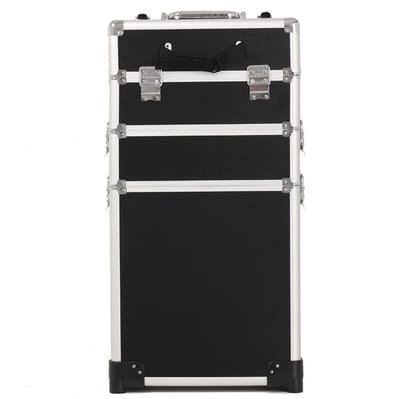 Guardian Beauty Nagel Beautycase met 8 wel - Aluminium - 3-in-1 - Make-up Trolley & Koffer - Cosmetica Organizer - Zwart - Kapper, Make-up, en Tattoo Artiest