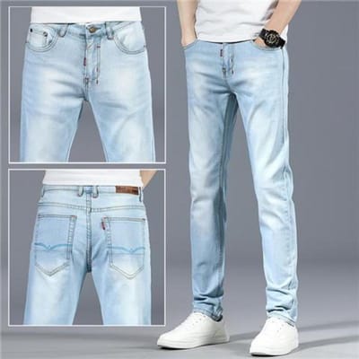 Jean gris fumé haut de gamme pour homme, pantalon droit, ample, Simple, décontracté, polyvalent, nouvelle collection printemps et automne 6XL gray
