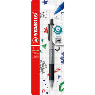 STABILO pointball - Balpen - Colorful - Navulbaar - Grijs - Blister