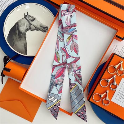 Zijde Hoge Kwaliteit Luxe Sjaal Dames Hoofdband Haarband Foulard Striklint Neckerchief Smalle Sjaals Accessoires 5x85cm gray