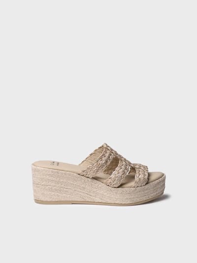 Dames espadrille zonder achterkant van gevlochten jute met sleehak | RENI-PH