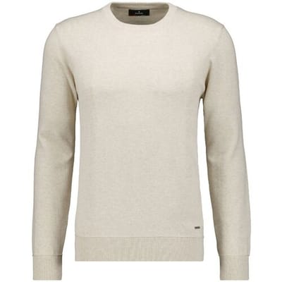 Ragman Trui Cotton Knit Round Neck Mélange Ecru / male
