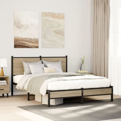 vidaXL - Bedframe - zonder - matras - metaal - sonoma - eikenkleurig - 150x200 - cm