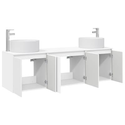 vidaXL - Badkamerkast - set - 3 - st - Wit - 161,5 - x - 44,5 - x - 80 - cm - Bewerkt - hout
