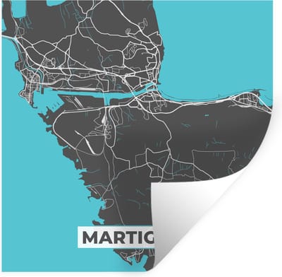 Muurstickers - Sticker Folie - Stadskaart - Kaart - Plattegrond - Martigues - Frankrijk - 100x100 cm - Plakfolie - Muurstickers Kinderkamer - Zelfklevend Behang XXL - Zelfklevend behangpapier - Stickerfolie