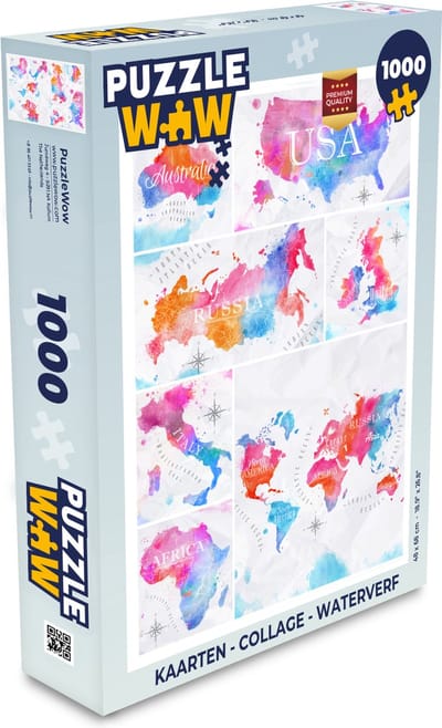 Puzzel Kaarten - Collage - Waterverf - Legpuzzel - Puzzel 1000 stukjes volwassenen