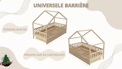 Cabin Bed met Lades 190x100 cm Kinderbed – Montessori Vloerbed met Veiligheidsleuning & Lattenbodem – Huisbed van Massief Grenenhout met 2 Opberglades – Scandinavisch Design Natuurlijk Hout – Casa Velluto Nordic DreamHouse
