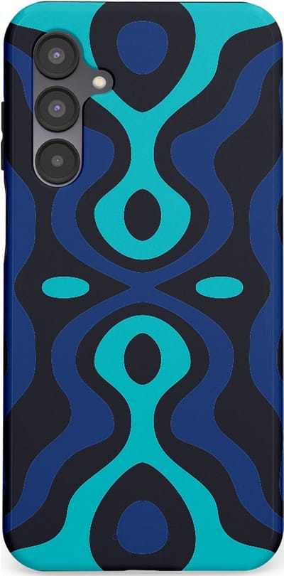 Casetastic Hoesje Geschikt voor Samsung A16 - Stijlvolle Beschermende Duo-layer Case - Blauwe Golf Lijnen