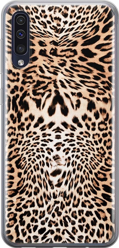 Leuke Telefoonhoesjes - Hoesje geschikt voor Samsung Galaxy A50 - Animal print - Soft case - TPU - Luipaardprint - Bruin