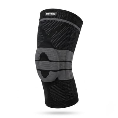 Tactical Fightwear Kniebrace met Zijstabilisatoren – Knie Support met Gel Padding & Anti-Slip Band – Voor Sport, Fitness, Hardlopen & Vechtsport – Unisex – Maat S