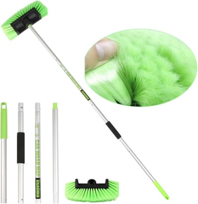 165 cm Autowasborstel Lange steel Zachte Varkenshaar Scrub Reiniging Mop - Hand-held Plaatsen Uitschuifbare Wasborstels - Bezem Kit voor RV Boot Truck - SUV Caravan Zonnepaneel Huis Siding Sweep.