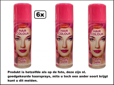 6x Haarverf/haarspray roze/pink 125 ml – Flashy pink - Festival thema feest carnaval haar kleurspray party