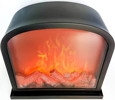 Sfeerhaard lantaarn - zwart - LED verlichting - 30 x 28 cm - open haard met glas