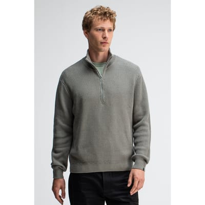 Butcher of Blue Galway Half Zip Granite Green Size: S | Sweaters Outlet | Heren | Grijs