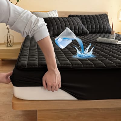 Matras beschermer Waterdicht Matrasovertrek-Matrashoes Wasmachinebestendig- Matrasbeschermers 90/200CM- Ultrazacht En Comfortabel-ZWART.