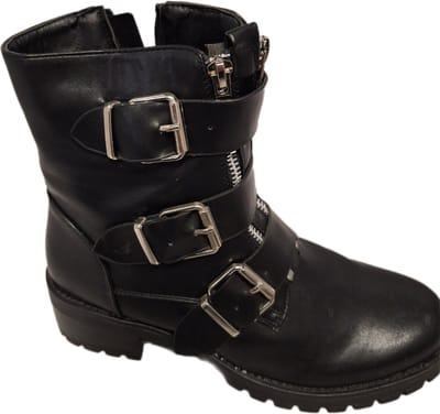 LUCKYSHOES-BIKERBOOTS-3 RIEMEN MET GESP-2 FANCY FRONTRITSEN-PROFIELZOOL-37