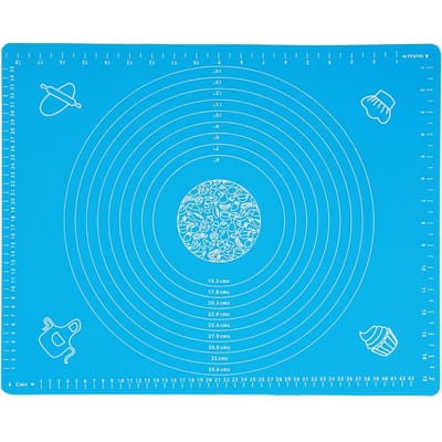 Cuisine Épaissir Silicone Rouleau Pâte Tapis de Cuisson avec Échelles Outils de Pâtisserie DIY Bleu 40x50cm 40x50cm blue