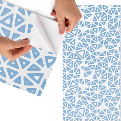 Tulup Meubelfolie - Driehoekige vormen Meubel Wrap Folie - 65x130 cm - Blauw Meubelfolie - Decoratiefolie - Geometrische Meubelfolie - Meubel Wrap Folie - Woonkamer decoratie - Achtergronden en patronen