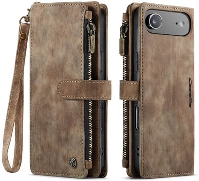 CaseMe C30 Hoesje Geschikt voor Apple iPhone Air | Wallet Zipper Book Case met Pasjeshouder | Beschermhoes met Portemonnee | Bruin