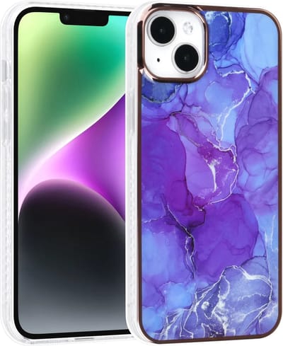 TPU Back Cover hoesje - Marble Paars - Geschikt voor: iPhone 14