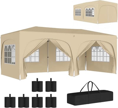 Opvouwbaar Tuinpaviljoen 3 x 6 m met UPF50+ Bescherming - Ideaal voor Camping en Festivals