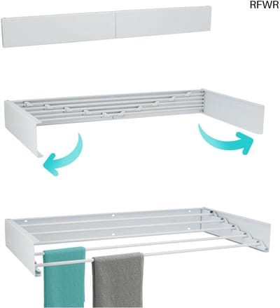 RFWR® Wanddroogrek Inklapbaar met 4 meter Drooglengte - Efficiënt en Ruimtebesparend - Muurbevestiging en Eenvoudige Montage