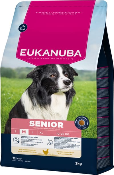 Eukanuba Hondenvoer Droog Life Care Dog Senior Medium Kip - 3 x 3 kg - Voordeelverpakking