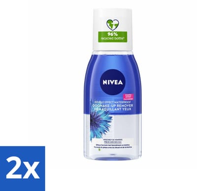 2 x NIVEA – Oogmake-up Remover – Double Effect Waterproof – 125 ml - Oogmake-up Verwijderen - Waterproof Mascara Verwijderen - Oogmake-up Remover - Oogmake-up Reinigen - Korenbloemextract
