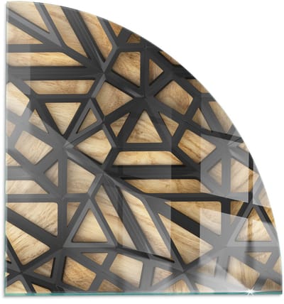 Tulup Kachel Vloerplaat - Geometrie met hout Vloerplaat Openhaard - 1/4 100 cm x 100 cm - Bruin Vloerplaat Voor Houtkachel - Kwartaal Kachel Vloerplaat - Vloerplaat Voor Kachel - Plaat Onder Houtkachel - Onderplaat Kachel
