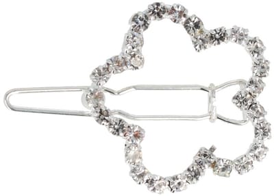 Haarsoires Haarspeld Haarclip 2.5cm - Bloem Strass Steentjes - Zilver - Hair Clip - Decoratieve Haaraccessoire