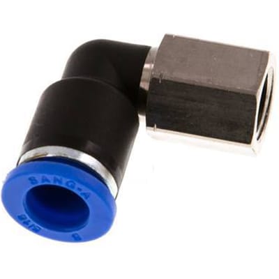 8mm x G1/8'' 90 graden L-verbinding Messing/PA 66 Insteekfitting Binnendraad Draaibaar NBR [2 Stuks]