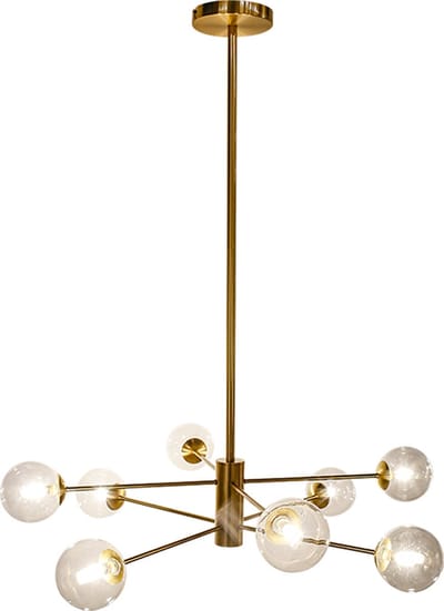 Olucia - KAILY - Hanglamp - Goud / Transparant - 8L - Vorm: Rond