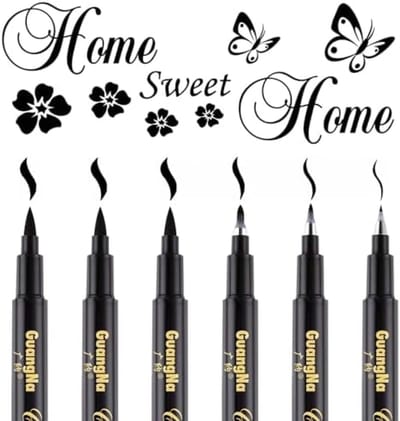 PromoHome Kalligrafiepennen Set - 6 Stuks Beginners Handlettering Pennen met 4 Verschillende Penpunten voor Bullet Journals, Creatief Schrijven en Kaarten Maken - Zwarte Schrijfpennen