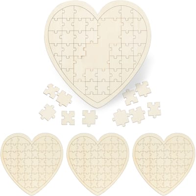 4 x hart puzzel huwelijk - blanco puzzel - hout - gastenboek bruiloft - diy