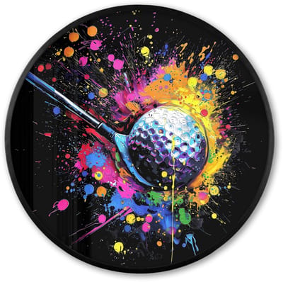Poster in lijst Rond - Fotolijst 60x60 cm - Posters - Graffiti - Sport - Golf - Golfclub - Ronde posterlijst zwart - Decoratie - Wanddecoratie woonkamer - Muurdecoratie slaapkamer
