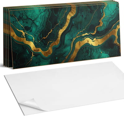 Coloray Plaktegels - Golven van abstracte structuur Wandtegel Zelfklevend - 60 cm x 30 cm - Groente Plaktegels - 6 stuks - Rechthoek PVC Tegels - Plaktegels Keuken - Zelfklevende Vloertegels Badkamer - Vinyl Tegels - Zelfklevende Wandtegels