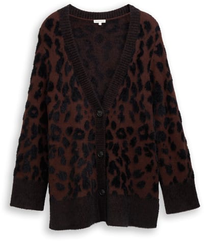 Tom Tailor - Plus Size - Losvallend vest met luipaardprint - Maat 46 - big brown leo design