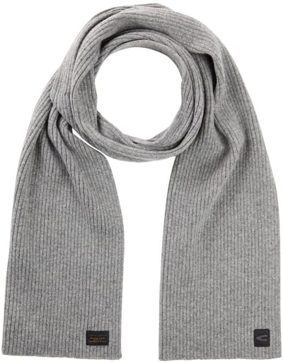 camel active Gebreide sjaal van pure lamswol - Maat menswear-OS - Steengrijs